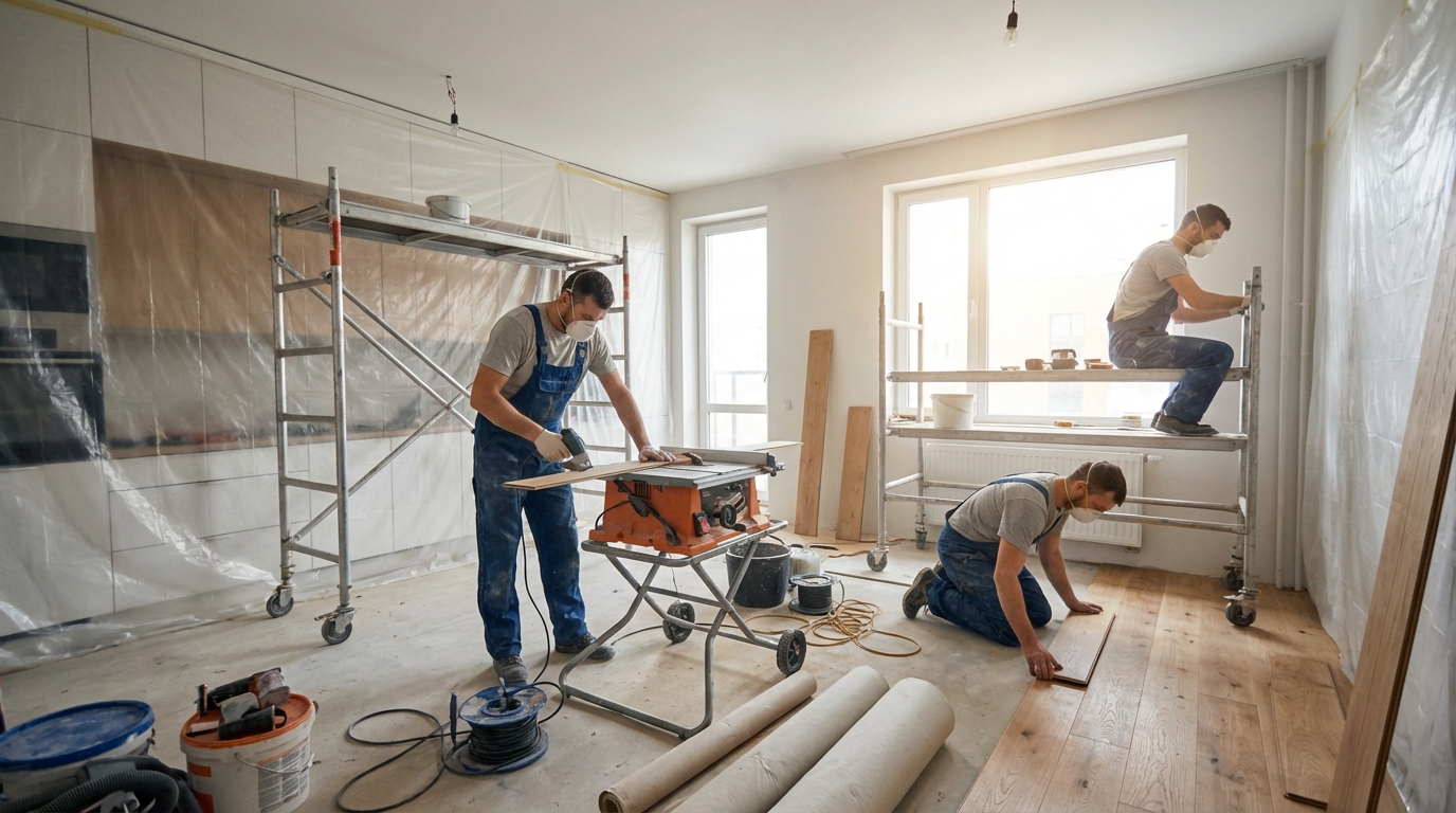Rénovation d'appartement moderne avec cuisine ouverte